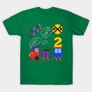 Kids 2 Year Old Train Birthday T-Shirt